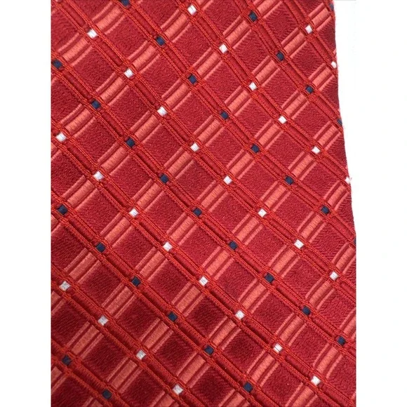 DANIEL CREMIEUX Necktie Handmade 100% Silk Red Navy Mens Tie USA 63" - Picture 7 of 7